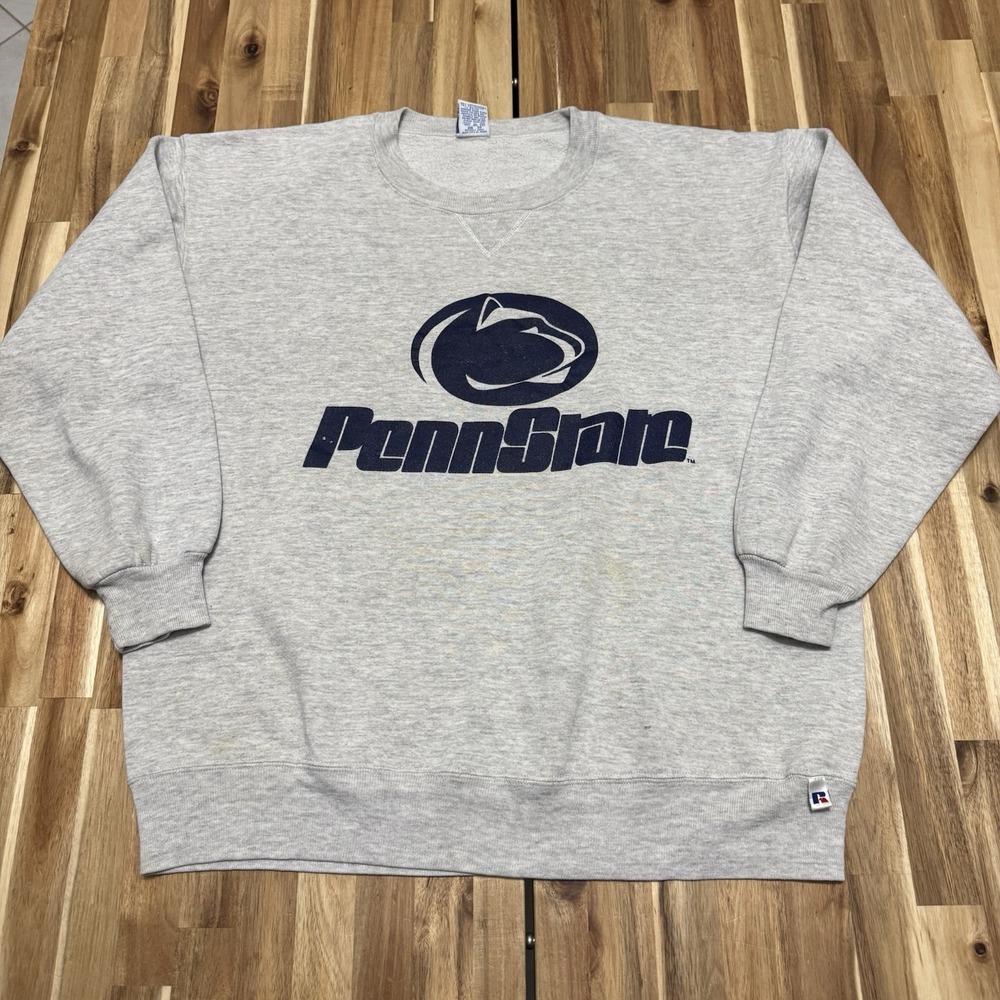 Vintage Penn‎ State Nittany Lions Sweatshirt Mens 2XL Gray Russell Crew USA 90s